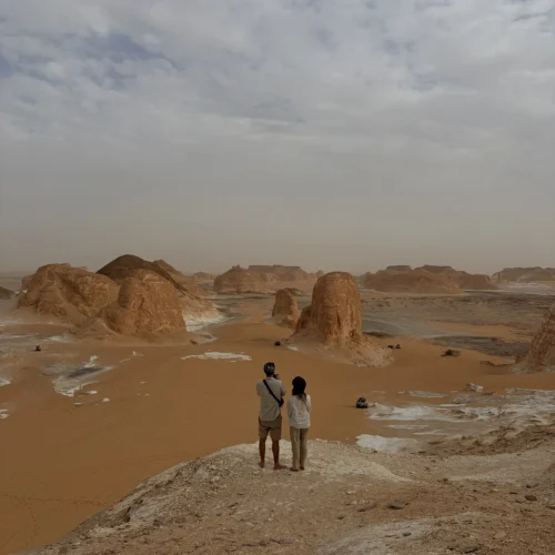 White Desert formations in clear daylight