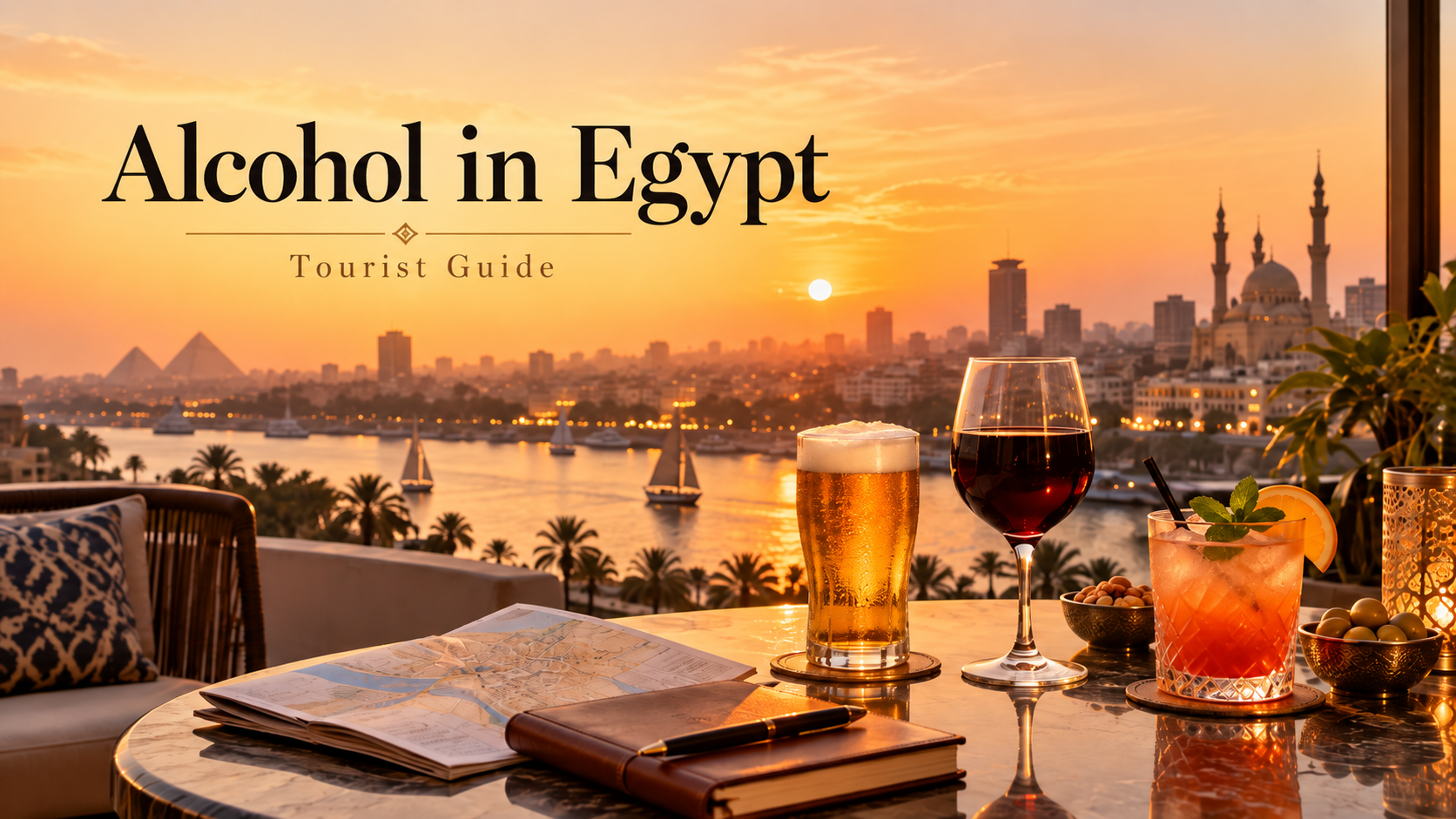 Beer and wine served at a hotel bar in Egypt – alcohol rules and drinking guide for tourists.